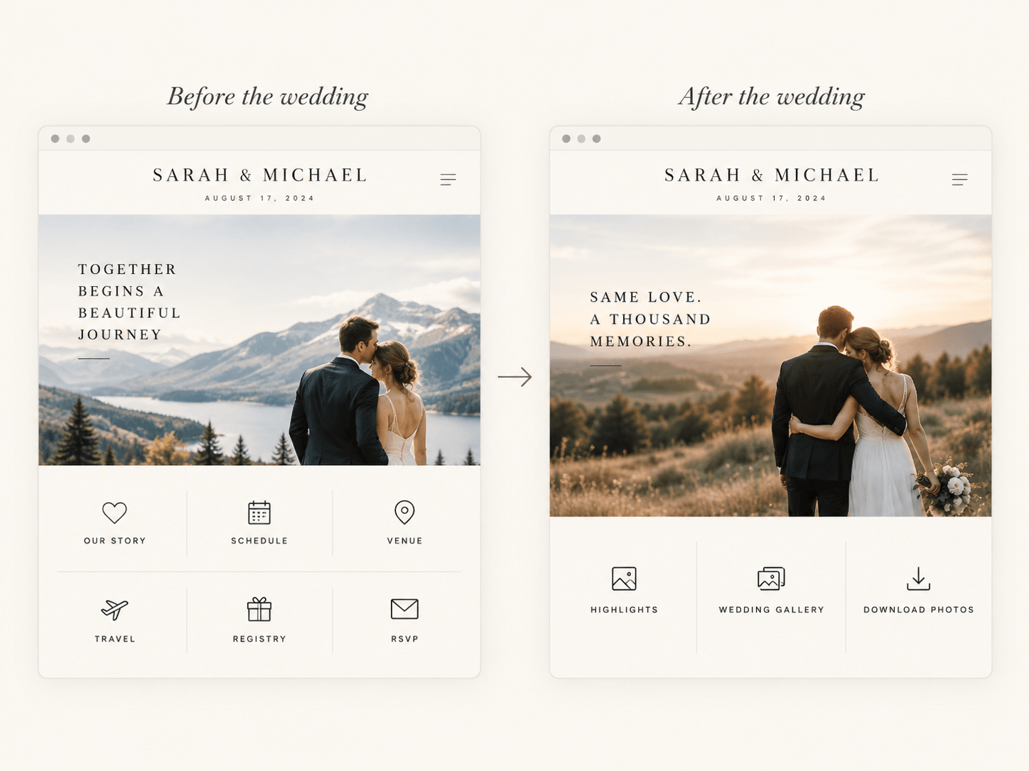 Before and After the wedding